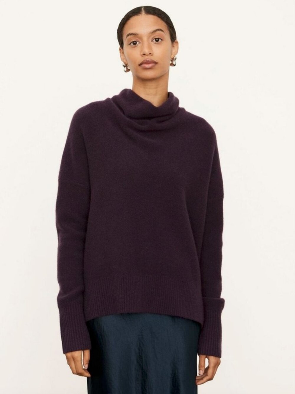 Vince Boiled Cowl Neck Pullover, Dark Mulberry